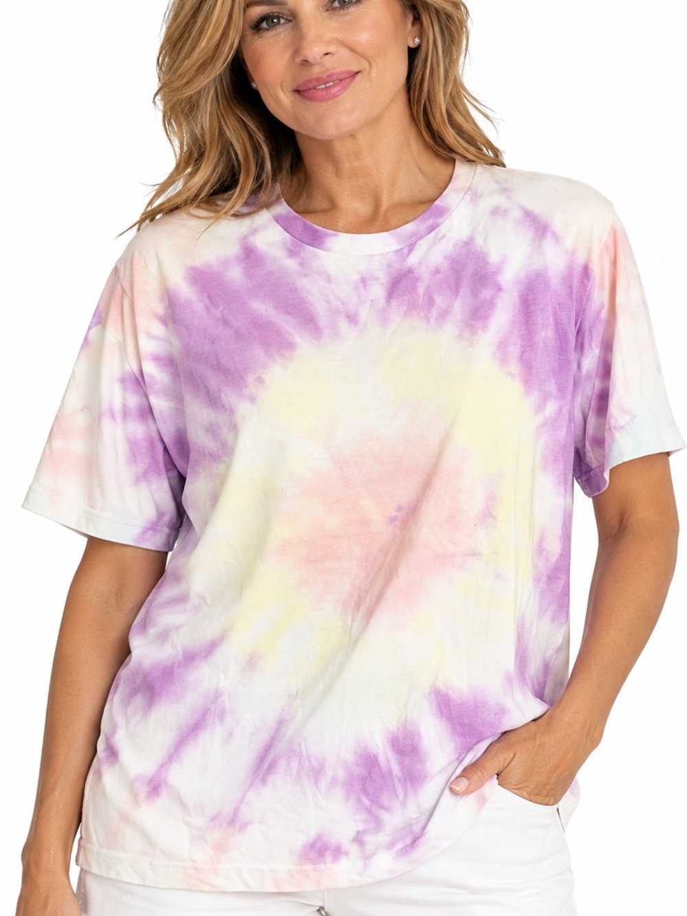 Women’s Tie-Dye Short Sleeve Tee - Lavender Multi